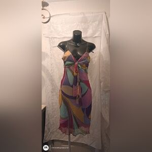 Colorful Abstract Print Women's Slip Dress